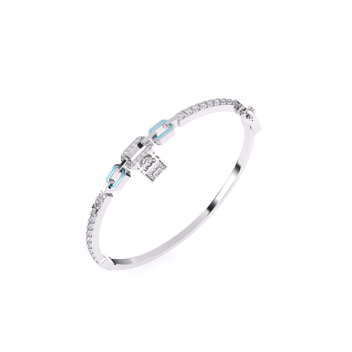 Fancy Lock Style Lab Grown Bracelet